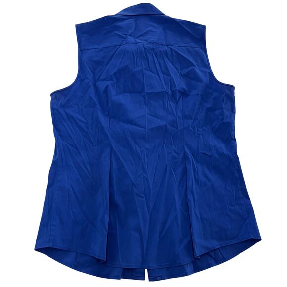 Theory Top Womens Large Blue Trisama Collared Button Down Blouse Cotton Blend - Picture 2 of 8